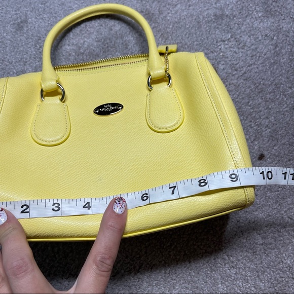 COACH Canary Yellow Bennett Pebbled Leather Barrel Style Top Handle Handbag - Picture 11 of 12
